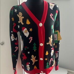 Tipsy Elves Black and Red Holiday Cardigan